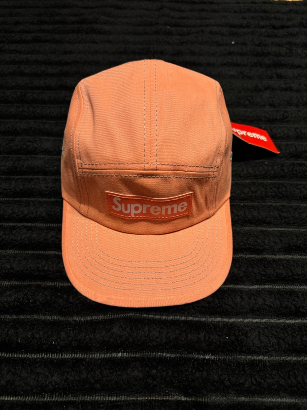 Supreme Peach-Orange Camp Cap with Box Logo